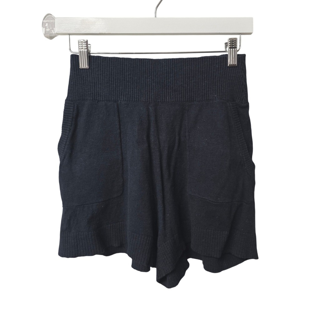 Free-est FREE PEOPLE Cotton Linen Shorts Women M Navy Lounge Beach Casual Summer